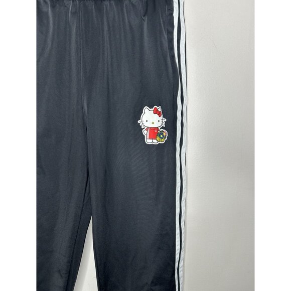 Adidas X Hello Kitty Kids Black White Striped Jogger Pants Size Large - Picture 3 of 10